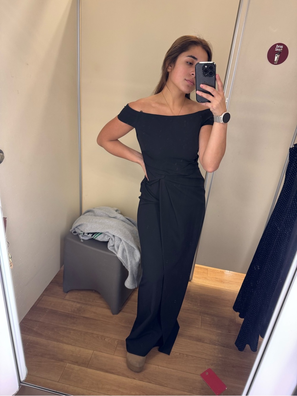 Off-Shoulder Black Wide-Leg Jumpsuit